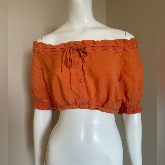 Caribbean Joe Orange Cropped Top Size Medium - Picture 2 of 7